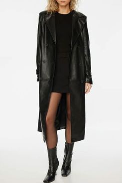 Dynamite Military Faux Leather Trench Coat