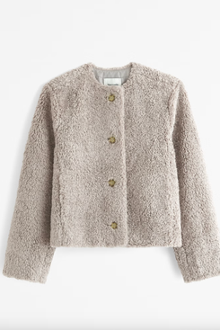 Abercrombie & Fitch Collarless Sherpa Jacket