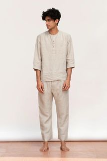 Saphed Undyed Linen Men's Pyjama Set