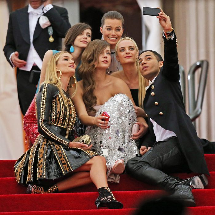 Olivier Rousteing and friends take a selfie at the Met Ball.