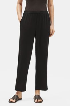 Eileen Fisher System Silk Georgette Straight Ankle Pant