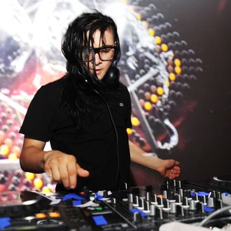 DJ Skrillex performs at the Samsung Galaxy S III Launch hosted by Ashley Greene at Skylight Studios on June 20, 2012 in New York City.