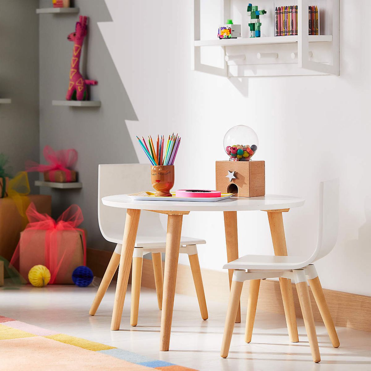 Kids Children Table And 2 Chairs Set For Boys & Girls for Home Studying Playing 