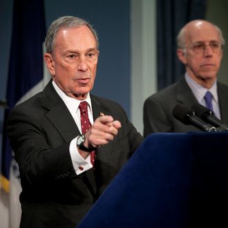 NEW YORK, NY - MARCH 11: Mayor Michael Bloomberg speaks at a news conference March 11, 2013 New York City. Today a New York state judge halted a controversial ban on large sugary drinks that was to take effect tomorrow. (Photo by Allison Joyce/Getty Images)