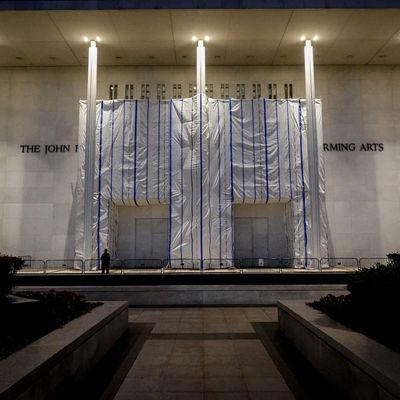 The obscured facade of the Kennedy Center