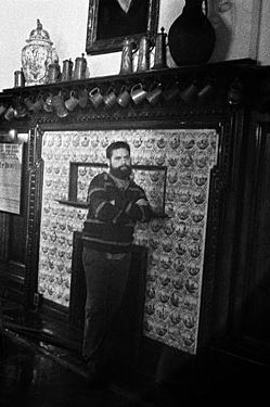 Galifianakis, wearing the wrong sweater to blend into the wallpaper