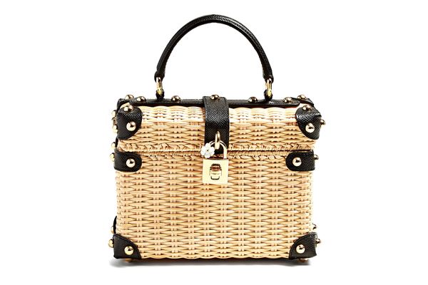 Dolce & Gabbana leather-trimmed wicker basket bag