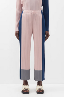 Pleats Please Issey Miyake Pink Pantalón técnico plisado color block