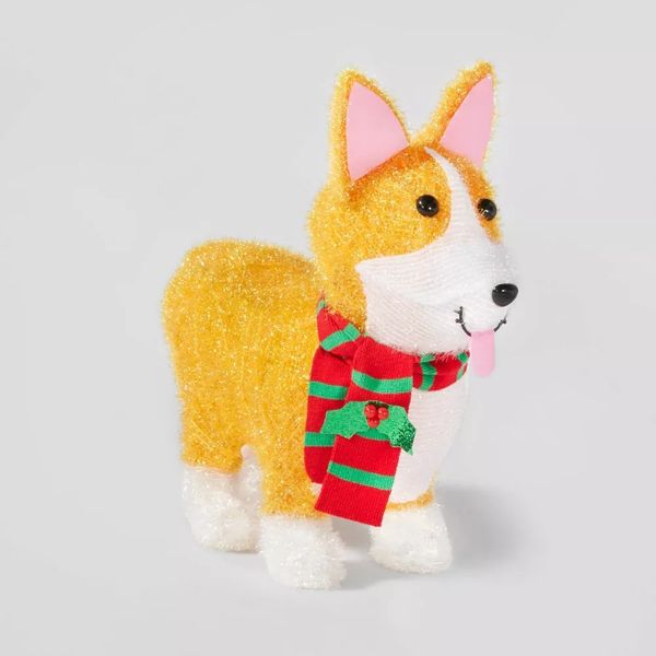 Wondershop Christmas Incandescent Tinsel Corgi-Dog Novelty Sculpture With 50 Lights