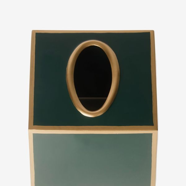 Maison Flâneur Tissue Box Cover | Forest Green & Gold