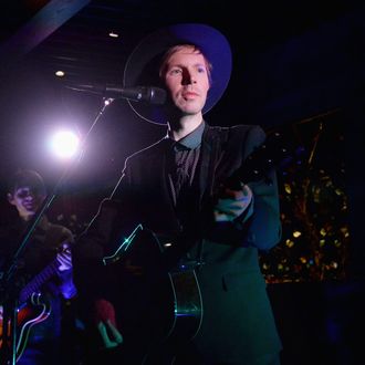 Musician Beck performs onstage during the Samsung Galaxy S 4 Launch at Chi-Lin Restaurant on May 7, 2013 in Los Angeles, California. 