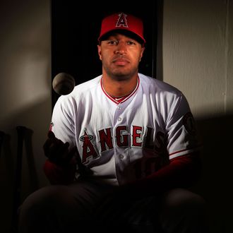 Vernon Wells #10 poses during the Los Angeles Angels of Anaheim Photo Day on February 21, 2013 in Tempe, Arizona.