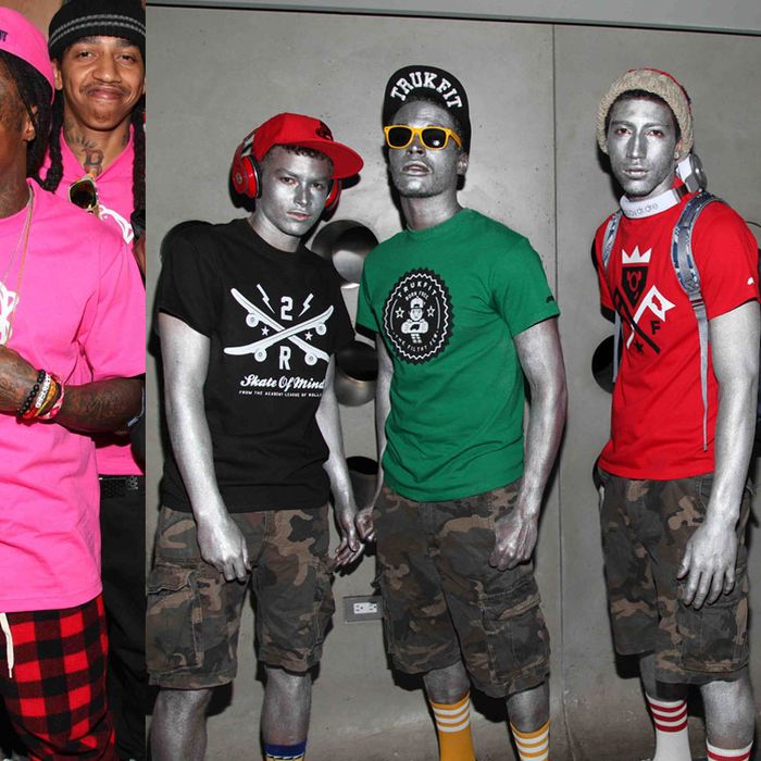 Lil Wayne (left) and his silver models.