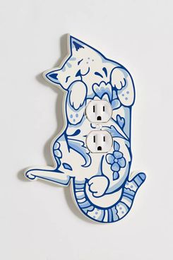 Delft Cat Shaped Resin Switch Plate