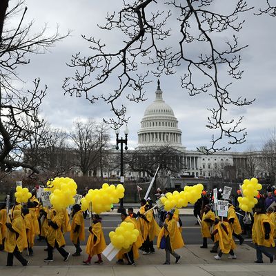 Thousands of anti-abortion protesters walk past the U.S. Capitol building during the 43rd annual March for Life January 27, 2017 in Washington, DC. The march is a gathering and protest against the United States Supreme Court's 1973 Roe v. Wade decision legalizing abortion.