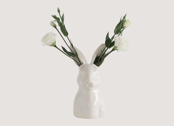 Creative Co-op White Ceramic Rabbit Vase