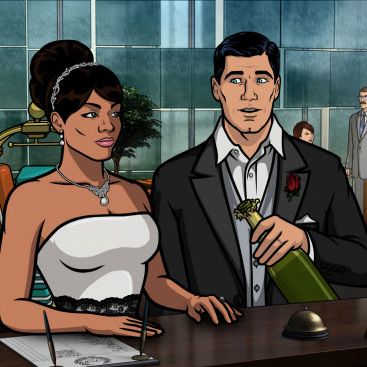 ARCHER: Episode 9, Season 4 The Honeymooners (airing March 14, 10:00 pm e/p). Archer and Lana pose as newlyweds to stop a sale of enriched uranium. Pictured: (L-R) Lana Kane (voice of Aisha Tyler), Sterling Archer (voice of H. Jon Benjamin).