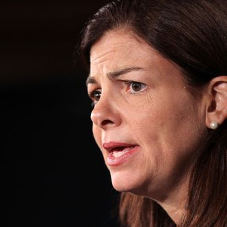 WASHINGTON, DC - SEPTEMBER 08: U.S. Sen. Kelly Ayotte (R-NH) speaks during a news conference September 8, 2011 on Capitol Hill in Washington, DC. Senate Republicans held a news conference to discuss jobs, the economy, and President Barack Obama speech on jobs tonight. (Photo by Alex Wong/Getty Images)