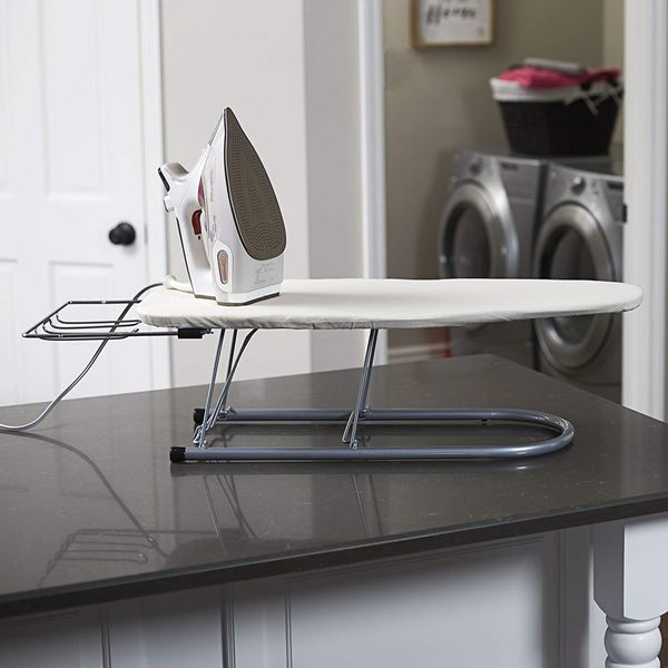 Household Essentials Small Steel Table Top Ironing Board with Iron Rest