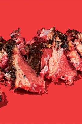 Pastrami at John Brown Smokehouse
$12 per half-pound; 10-43 44th Dr., Long Island City; 347-617-1120
Owner Josh Bowen might not be the first pitmaster to smoke his own pastrami, but he does the deli meat proud, crusting his terrifically tender brisket with black pepper, mustard seed, clove, coriander, and ghost pepper.