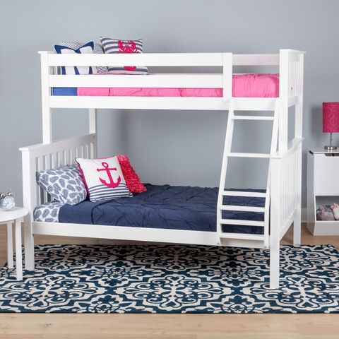 Max & Lily Solid-Wood Twin-Over-Full Bunk Bed, White
