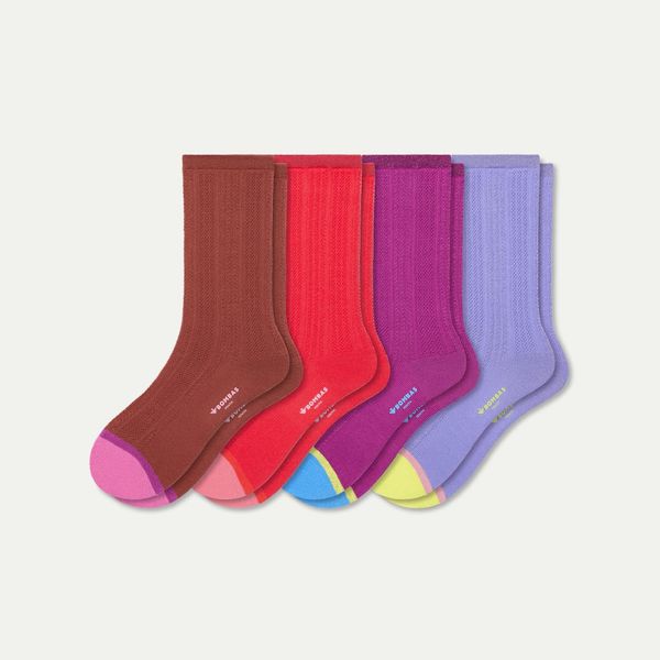 Bombas Youth Pointelle Calf Socks - 4-Pack
