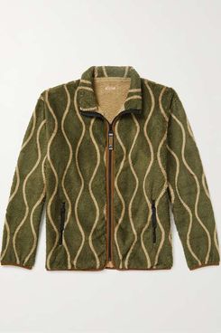 Kapital Jacquard-Trimmed Striped Fleece Jacket