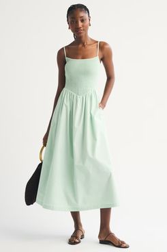 Abercrombie Sydney Smocked Dipped-Waist Midi Dress