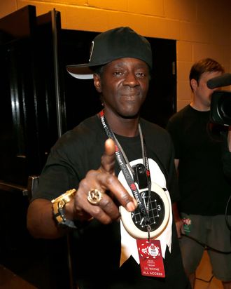 Rapper Flavor Flav appears backstage during the 2012 iHeartRadio Music Festival at the MGM Grand Garden Arena on September 21, 2012 in Las Vegas, Nevada.