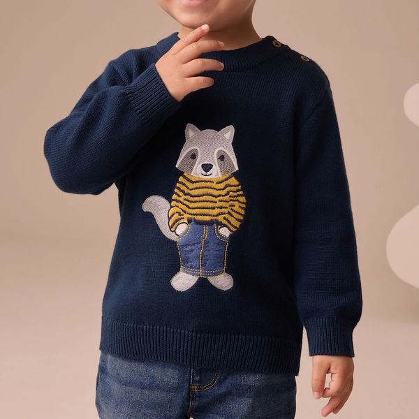 NEXT Kids' Raccoon Appliqué Sweater