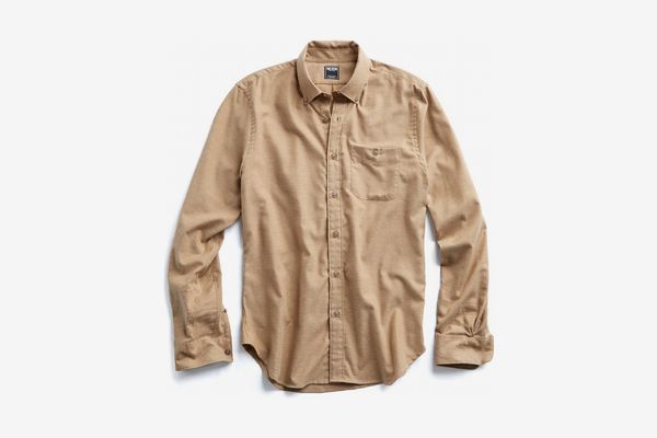 Brushed Cotton Cashmere Twill Shirt in Camel