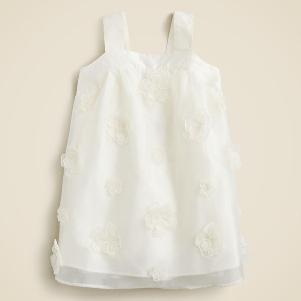 J.Crew Girls' Floral Appliqué Dress in Organza