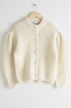 & Other Stories Pearl Button Puff Sleeve Cardigan