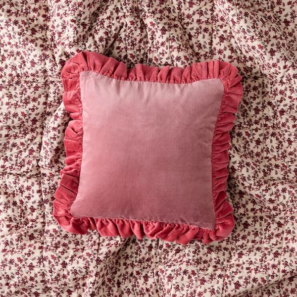 Urban Outfitters Alex Square Ruffle Velvet Throw Pillow
