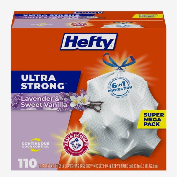 Hefty Ultra Strong Tall Kitchen Drawstring Trash Bags - Lavender & Sweet Vanilla, 13 Gallon, 110 Count