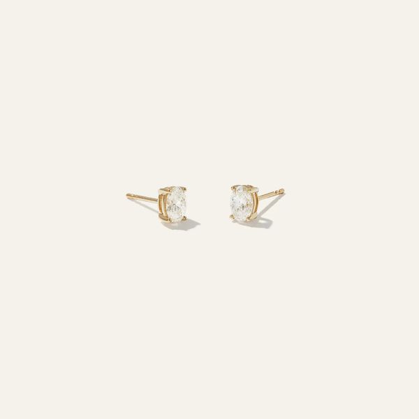 Quince 14k Gold Lab Grown Diamond Oval Solitaire Studs