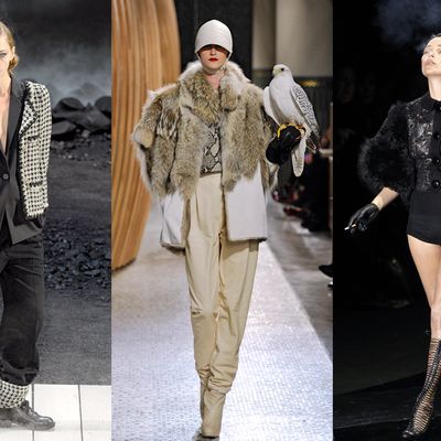 Left to right: Chanel, Hermés, Kate Moss at Louis Vuitton.