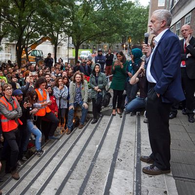 Leader of the opposition Labour Party, Jeremy Corbyn delivers a speech to supporters at the School of Oriental and African Studies (SOAS) in central London on June 29, 2016.