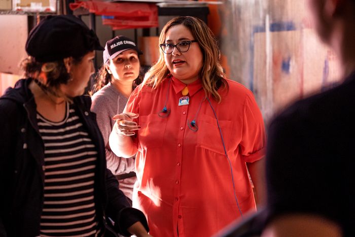 Saracho on the set of Vida.