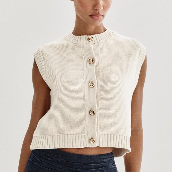 Zara Gold Button Knit Vest