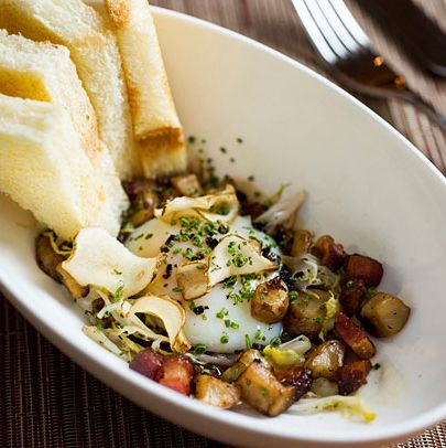 Sunchoke, bacon, black-truffle sauce