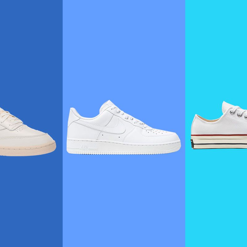 nike white sneakers with blue logo