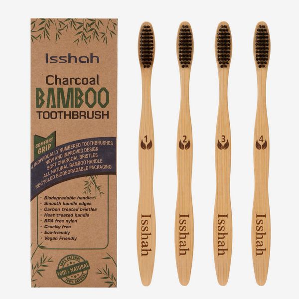 Isshah Biodegradable Ecofriendly Natural Bamboo Charcoal Toothbrush