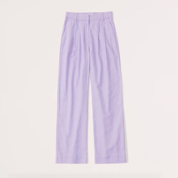 Abercrombie & Fitch Linen-Blend Tailored Wide Leg Pant