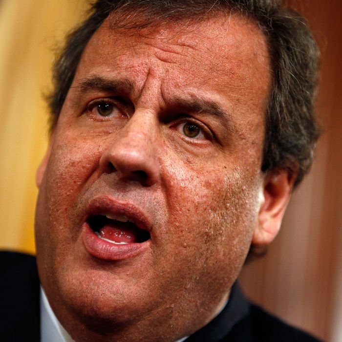 TRENTON, NJ - JANUARY 9: New Jersey Gov. Chris Christie speaks about his knowledge of a traffic study that snarled traffic at the George Washington Bridge during a news conference on January 9, 2014 at the Statehouse in Trenton, New Jersey. According to reports Christie's Deputy Chief of Staff Bridget Anne Kelly is accused of giving a signal to the Port Authority of New York and New Jersey to close lanes on the George Washington Bridge, allegedly as punishment for the Fort Lee, New Jersey mayor not endorsing the Governor during the election. (Photo by Jeff Zelevansky/Getty Images)