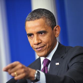 US President Barack Obama takes a reporter's question during a press conference in the Brady Briefing Room of the White House in Washington, DC. AFP PHOTO/Mandel NGAN (Photo credit should read MANDEL NGAN/AFP/Getty Images)