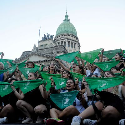 Women protesting for abortion rights in Argentina.