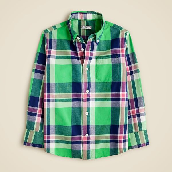 J.Crew Kids' Stretch Poplin Button-Down in Plaid