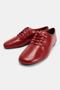 Zara Leather Lace-Up Flats
