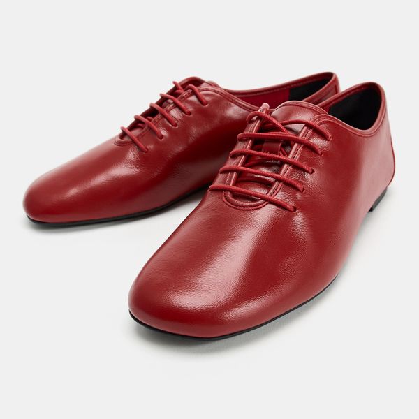 Zara Leather Lace-Up Flats